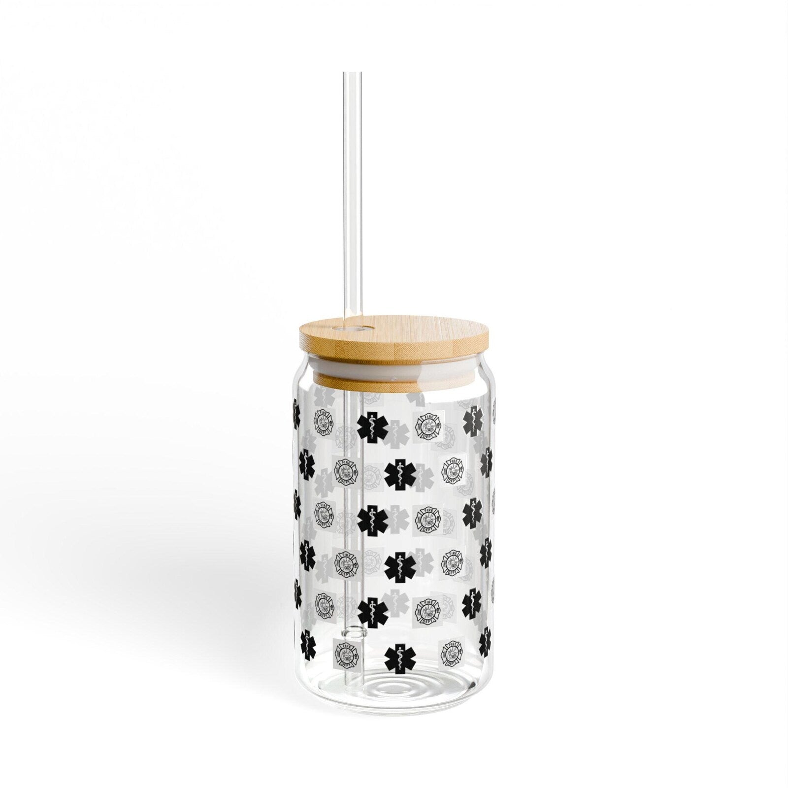Fire Fighter/ EMT Sipper Glass | 16oz Bamboo Lid Straw Tumbler