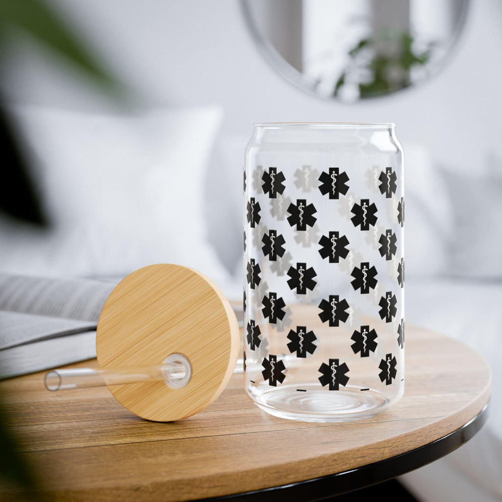 EMT Pattern Sipper Glass 16oz | Reusable Straw Tumbler