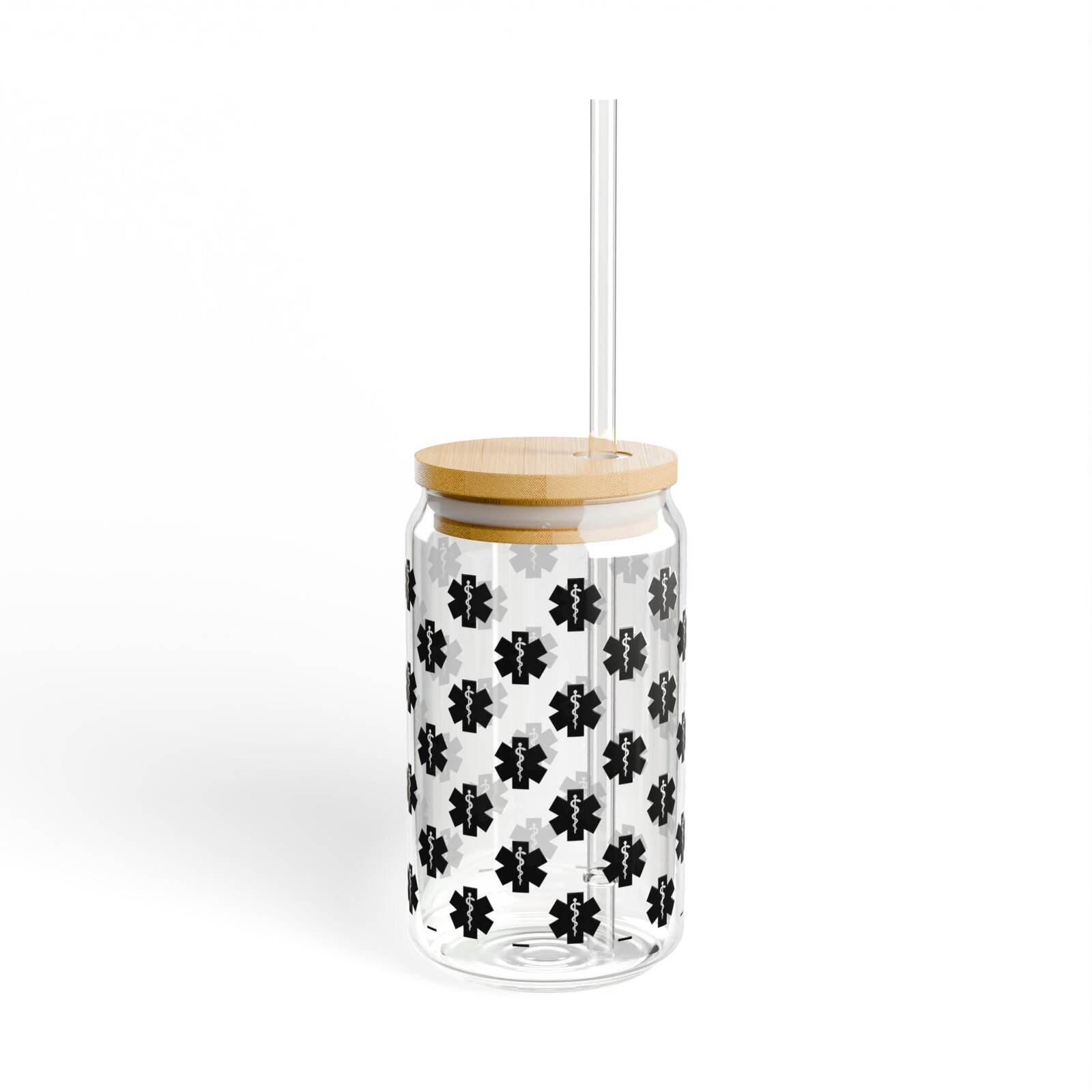 EMT Pattern Sipper Glass 16oz | Reusable Straw Tumbler