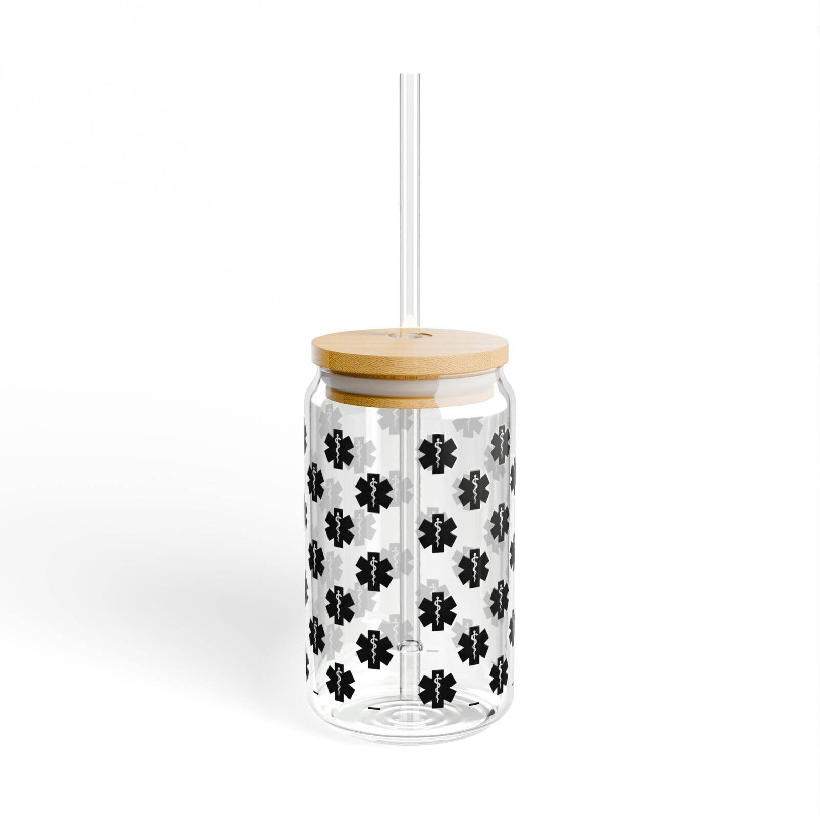 EMT Pattern Sipper Glass 16oz | Reusable Straw Tumbler