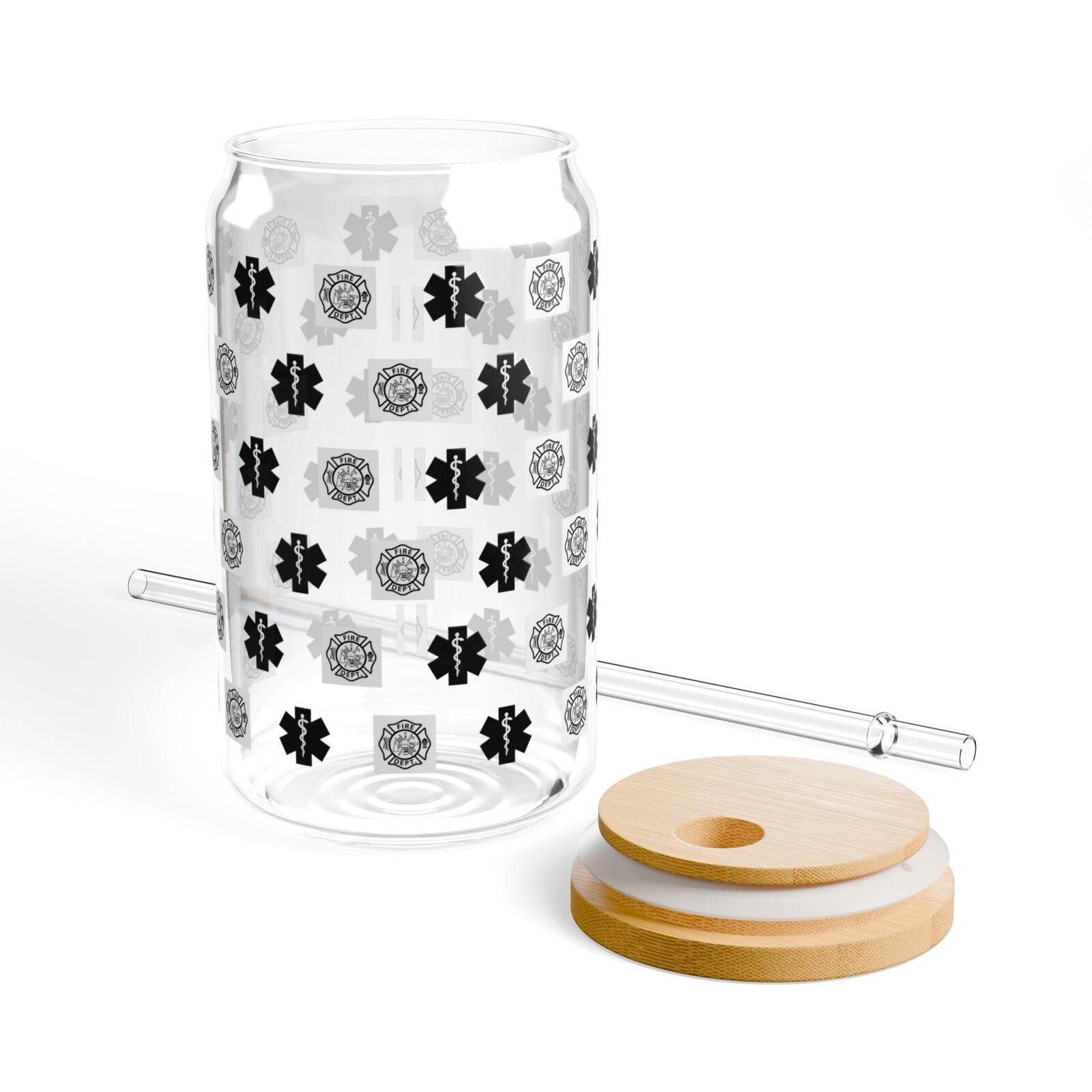 Fire Fighter/ EMT Sipper Glass | 16oz Bamboo Lid Straw Tumbler