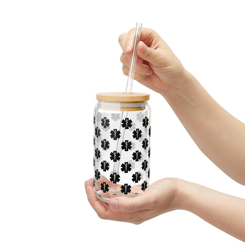EMT Pattern Sipper Glass 16oz | Reusable Straw Tumbler